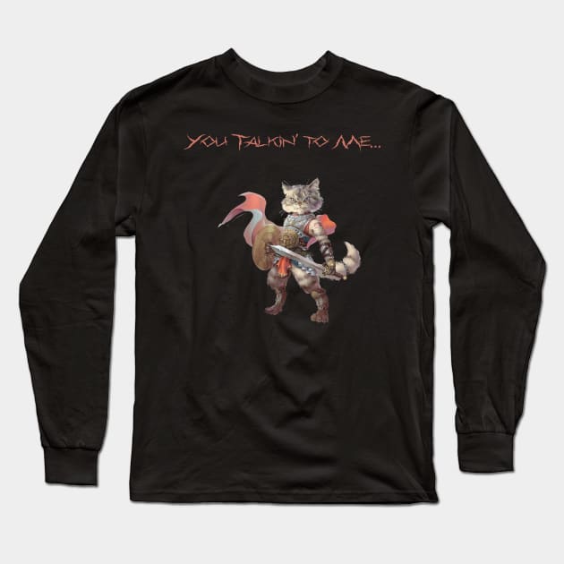 Feline Warrior - You Talkin' to Me?! Long Sleeve T-Shirt by Mystik Media LLC